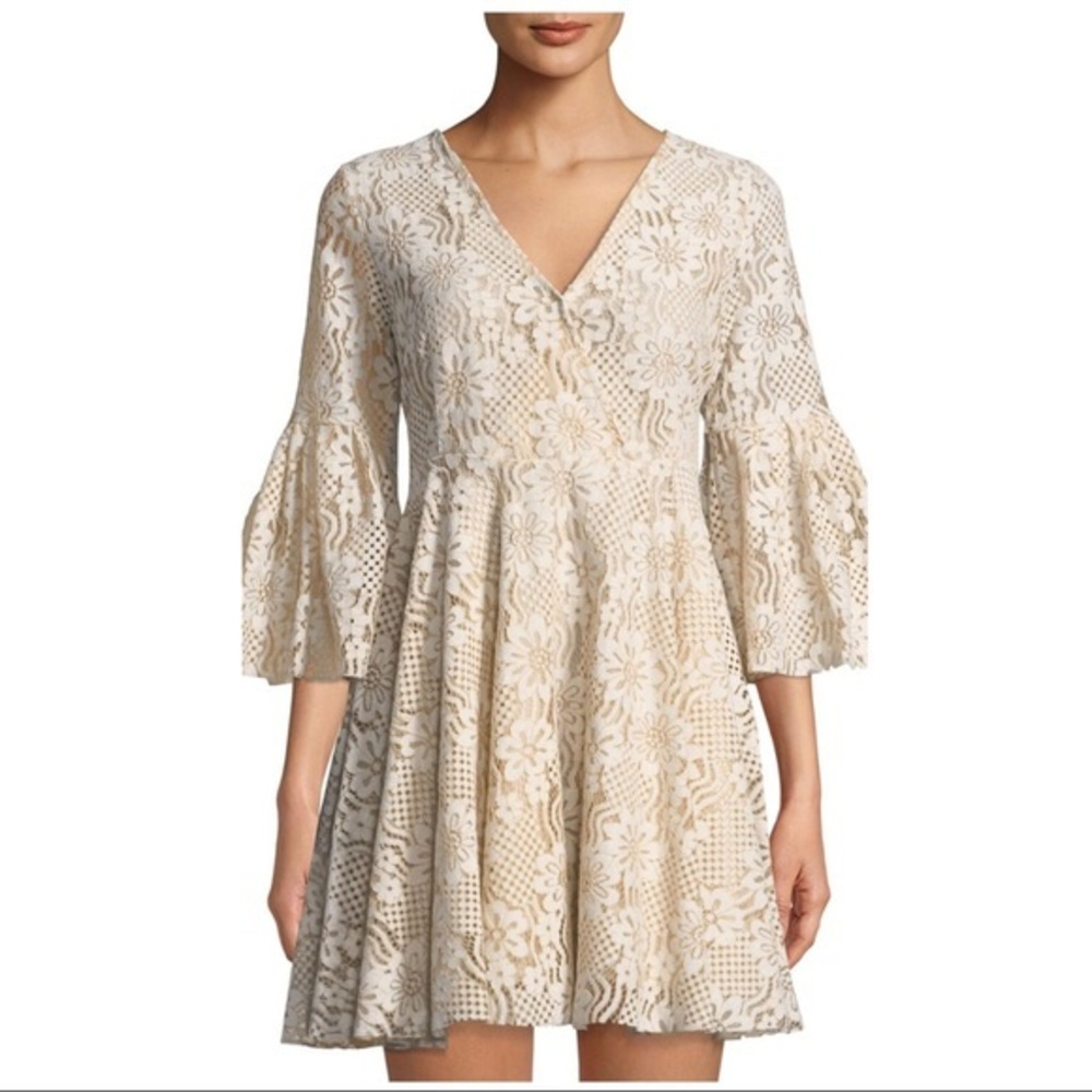 Haute Rogue Lace V-Neck Skater Dress Size Med NWT